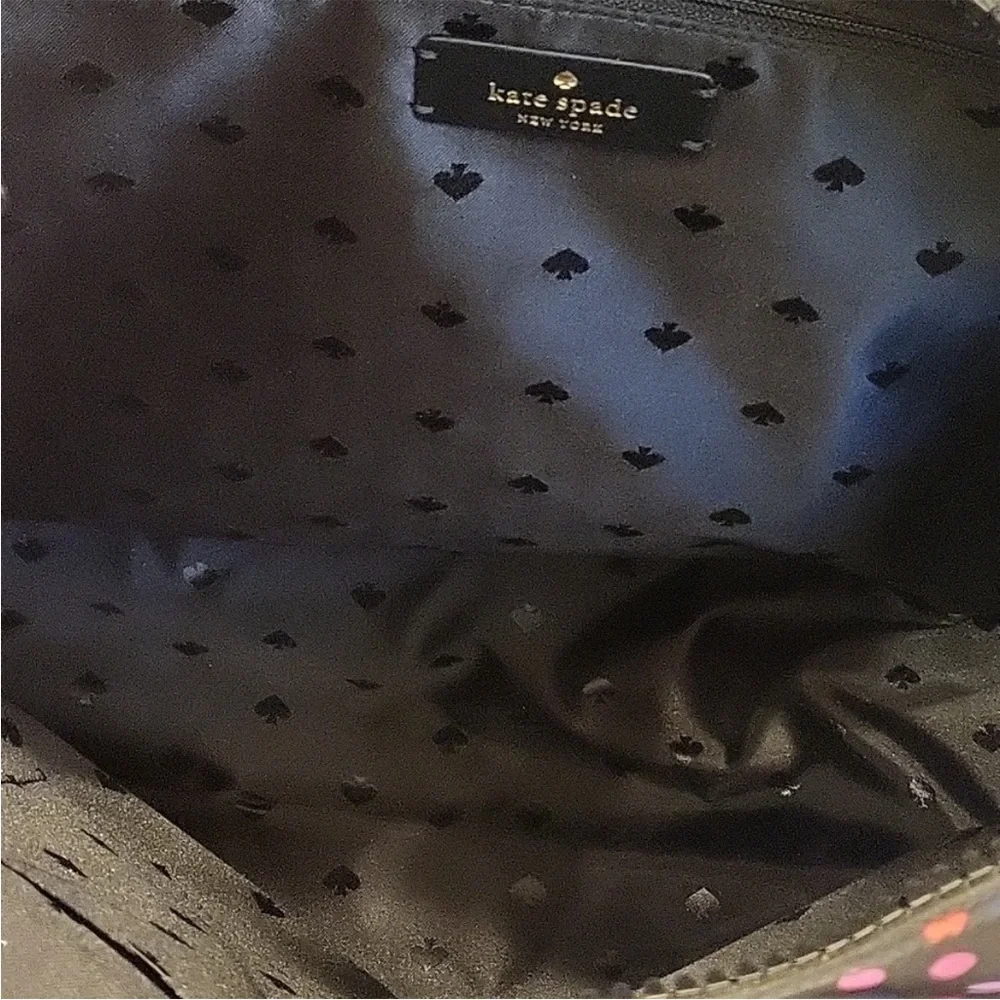 KATE SPADE ♠️ CANVAS POLKADOT TOTE HANDBAG PURSE BLACK with Confetti colors